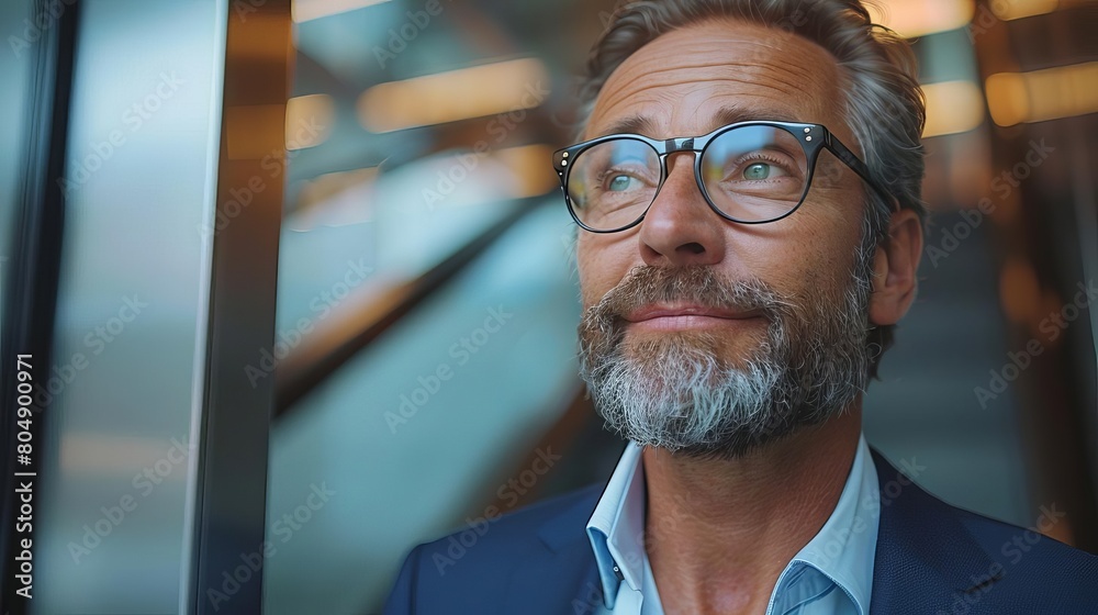 Thoughtful Business Executive Looking Upward