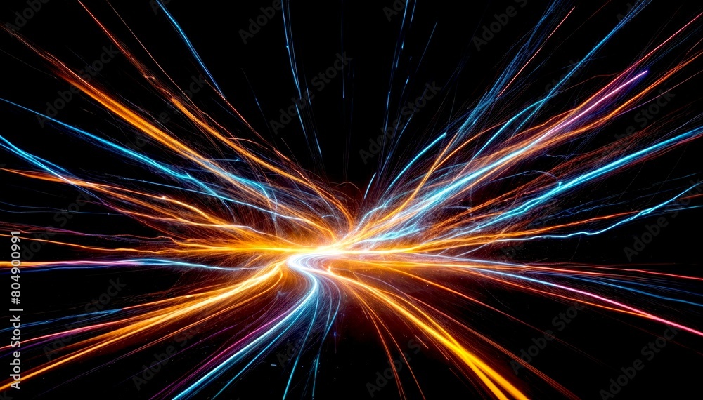 Colorful Light Trails on Dark Background- Dynamic Motion Colorful Light Trails on Dark Background- Dynamic Motion