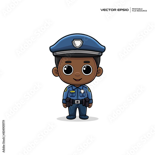 cute security officer, character, mascot, logo, design, illustration, eps 10
