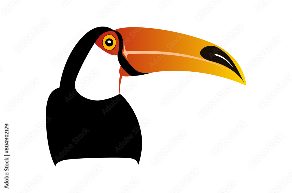 Fototapeta premium Colorful Abstract drawing of Toucan bird isolated on white background - vector illustration