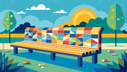 At designated resting points youll find artistic benches decorated with mosaic patterns and colors inviting you to take a quick break and soak in the. Vector illustration