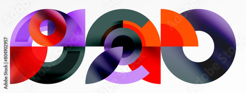 the letter o is made up of colorful circles on a white background . High quality
