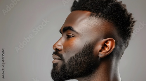 Contemplative Gaze: Profile of a Young Black Man photo