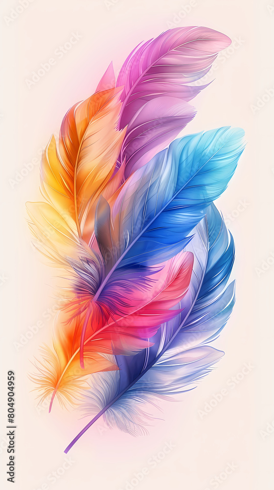 Background of soft and blurred chicken feathers in beautiful colors,Vector illustration