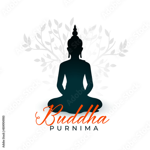 elegant budhha or guru purnima wishes background with bodhi tree photo