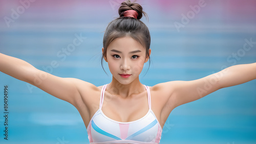 Graceful Ponytails on Asian Gymnasts, Elegant Ponytail Hairstyles for Asian Gymnastics Athletes, Stylish Ponytail Looks for Beautiful Asian Girls, Chic Ponytail Hairdos on Lovely Asian Gymnasts