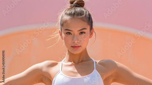 Graceful Ponytails on Asian Gymnasts, Elegant Ponytail Hairstyles for Asian Gymnastics Athletes, Stylish Ponytail Looks for Beautiful Asian Girls, Chic Ponytail Hairdos on Lovely Asian Gymnasts