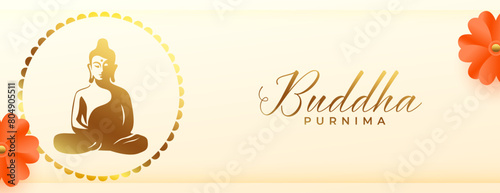 beautiful indian festive buddha purnima wishes banner with floral design