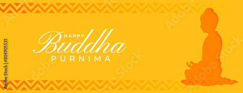 happy buddha purnima holiday yellow wallpaper in papercut style