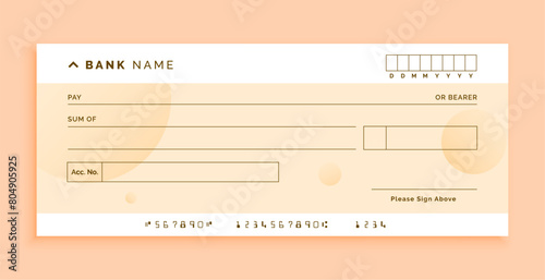 classic blank bank cheque, check voucher template photo