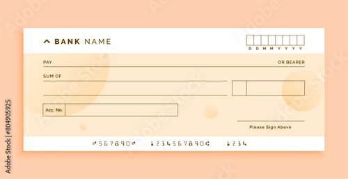 classic blank bank cheque, check voucher template