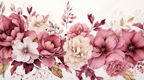 Bouquet of delicate watercolor flowers. wedding decoration arrangements  wedding invitations