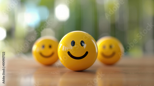 Happy smile face on a table, good feedback rating and positive customer review, experience, satisfaction survey ,mental health assessment, child wellness, world mental health day concept, generative a photo