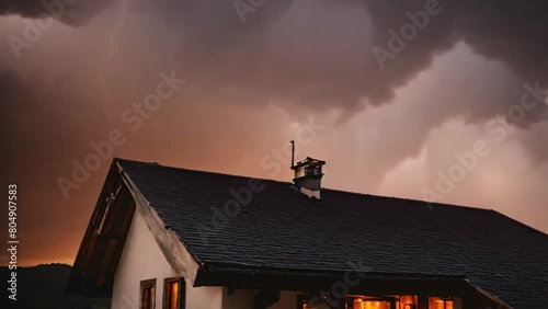Wallpaper Mural a house struck by lightning in extreme weather Torontodigital.ca