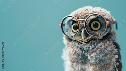 A cute owl wearing glasses. © VISUAL BACKGROUND