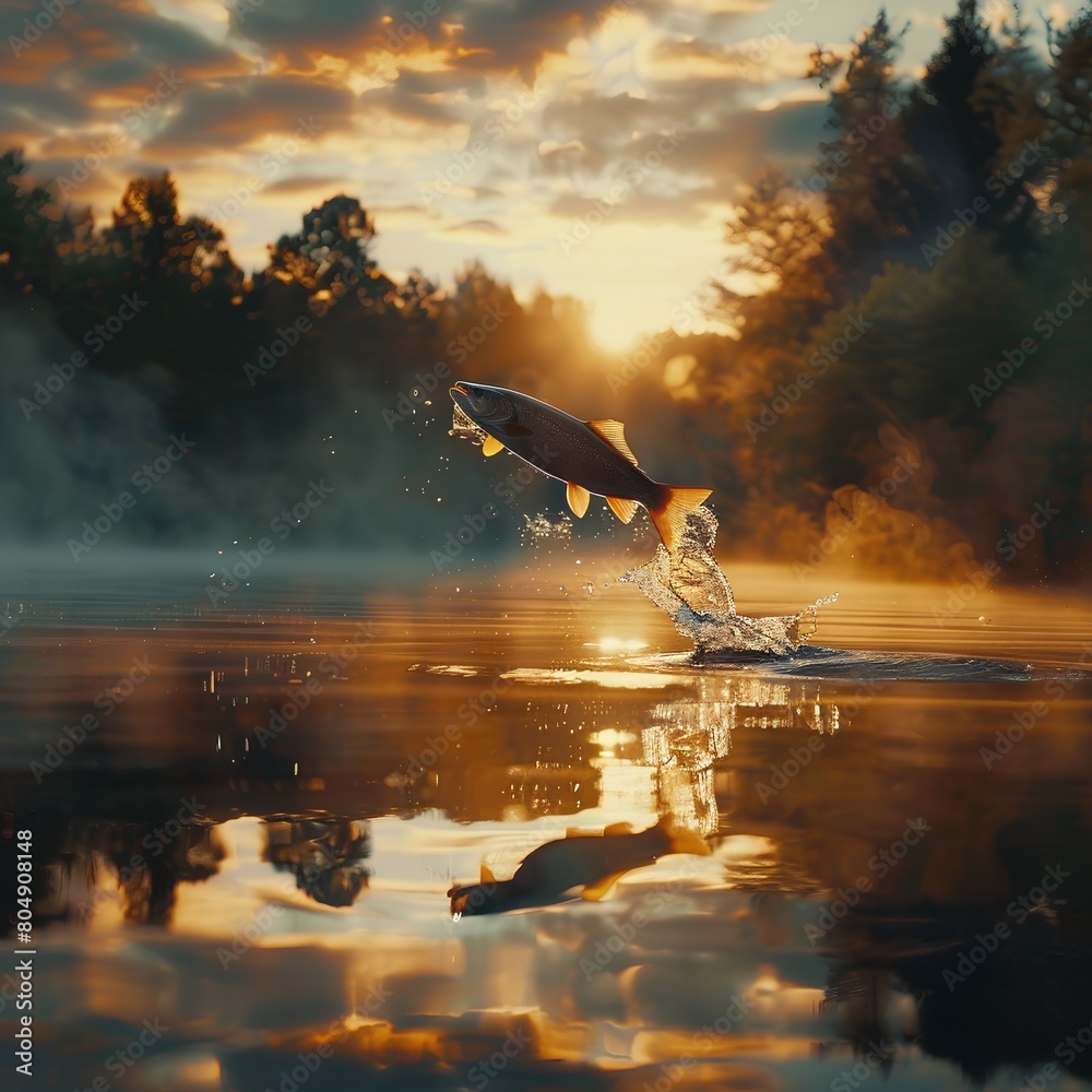 Obraz premium sunset over lake