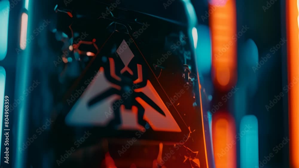 A laptop on a desk its screen lit with a caution alert about potential cybercrime with digital bug graphics crawling over it