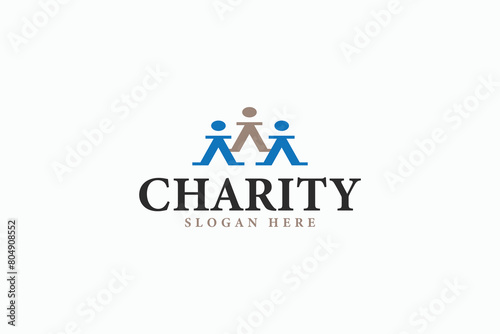 creative charity symbol iconic logo design vector illustration with flat, modern and elegant styles isolated on white background. silhouette people, team, friends, human design logo vector for agency