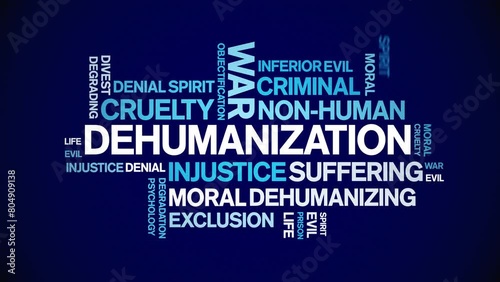 Dehumanization animated word cloud;text design animation tag kinetic typography seamless loop. photo