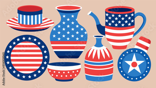 From coasters with the American flag design to vases with intricate patriotic patterns the students pottery pieces serve as a reminder of the strength. Vector illustration