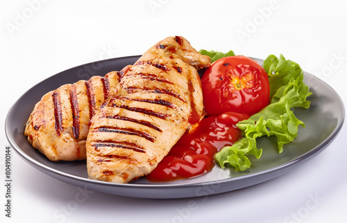 Grilled chicken fillet with tomato sauce, 