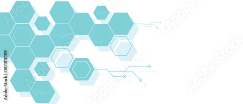 Vector Hexagon Pattern Abstract Frame Background. Science Technologic Hexagonal Pattern in Minimalist Style. Clear Blank Subtle Textured Backdrop. Data Clouds and Circuits Texture Design.