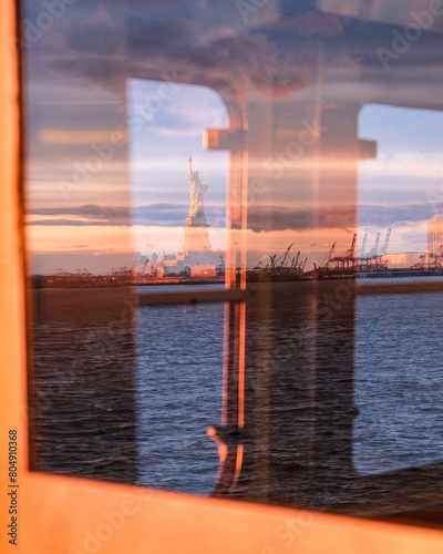 statue of liberty at sunset