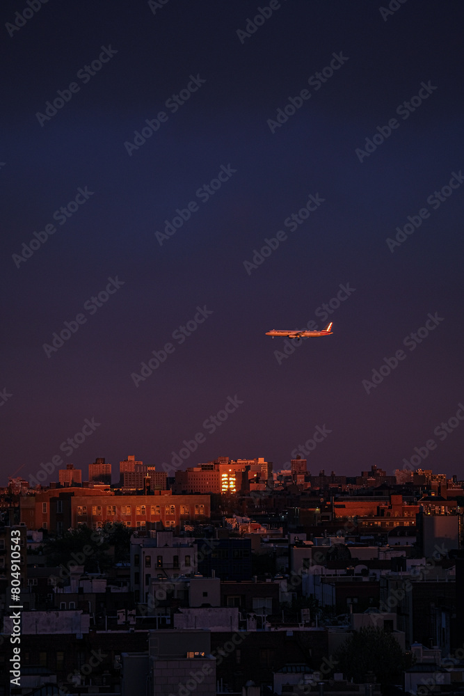 airplane landing at sunset airplane landing at sunset