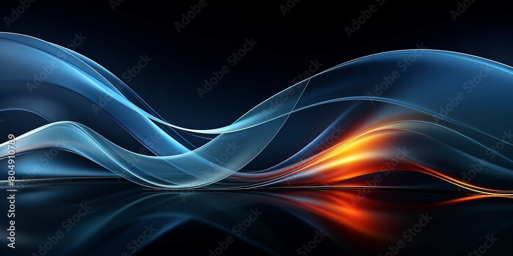 Abstract blue waves linear on blue lines with a dark background. Technology background illustration Abstract blue waves linear on blue lines with a dark background. Technology background illustration