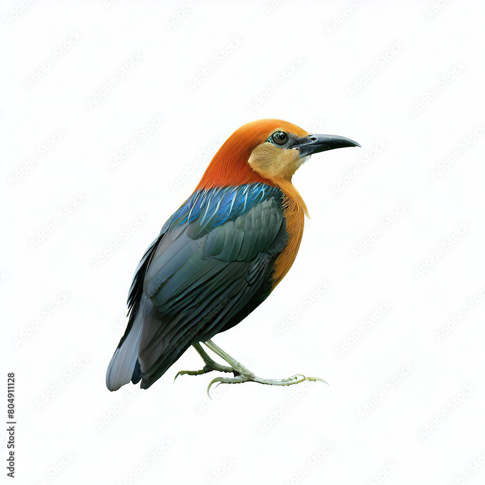 Fototapeta premium isolated colorful birds standing on a white background generated with generative AI technology