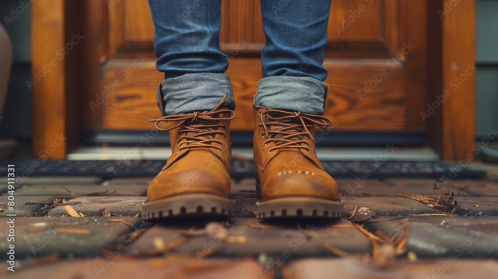 A closeup of a mother and child s shoes by the door, different sizes side by side in harmony