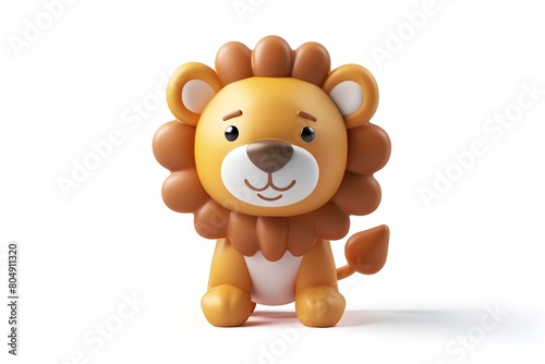 Adorable 3D Lion Plush Toy on White Background Captivating Cartoon Animal Character Design for Kids