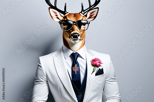 Deer in glam fashionable couture high end outfits