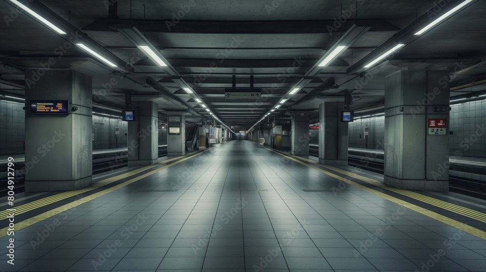 Photo of a clean empty subway without people