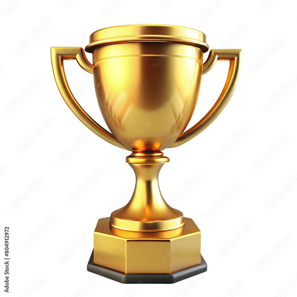 First place gold trophy cup isolated on free PNG background. 3d rendering First place gold trophy cup isolated on free PNG background. 3d rendering