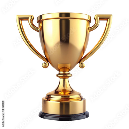 First place gold trophy cup isolated on free PNG background. 3d rendering