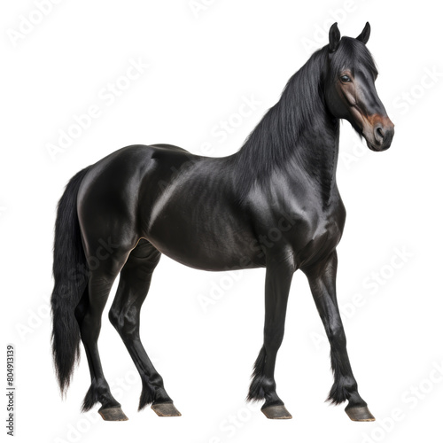 black horse isolated on transparent background cutout