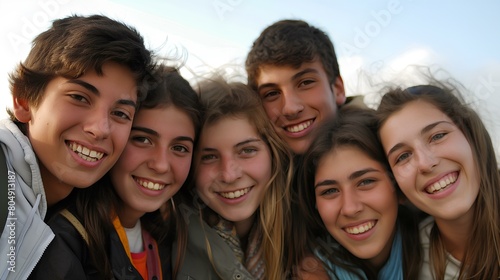 several young friends smiling at the camera. generative AI