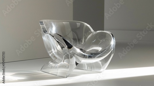 Stylish modern chair crafted from acrylic  featuring a bold  futuristic silhouette