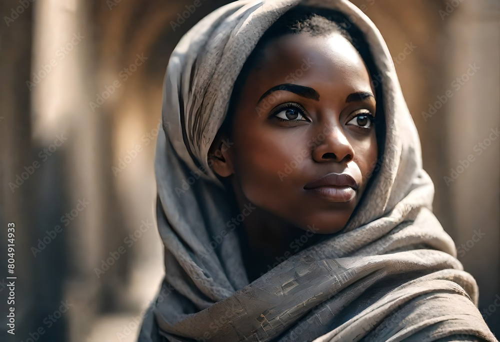 portrait of a woman in a hood portrait of a woman in a hood