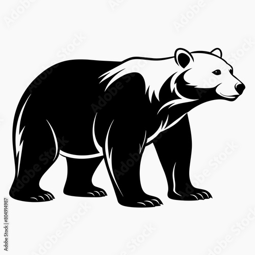 A polar Bear Walking  vector silhouette  flat style black color illustration  isolated white background  2 