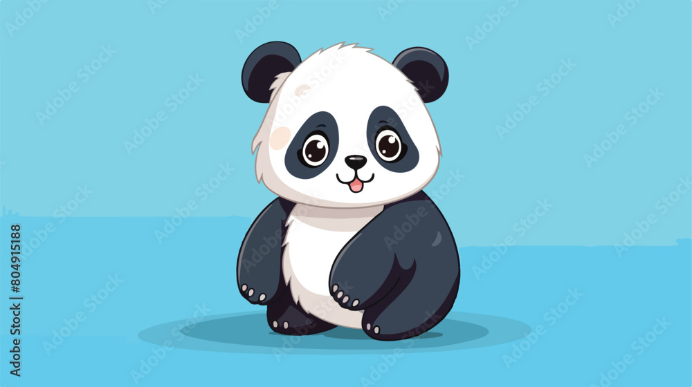 cute Panda tiny small wild animal Isolated on color