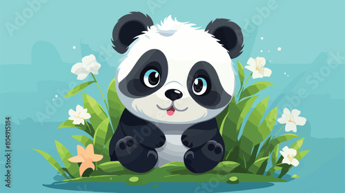 cute Panda tiny small wild animal Isolated on color