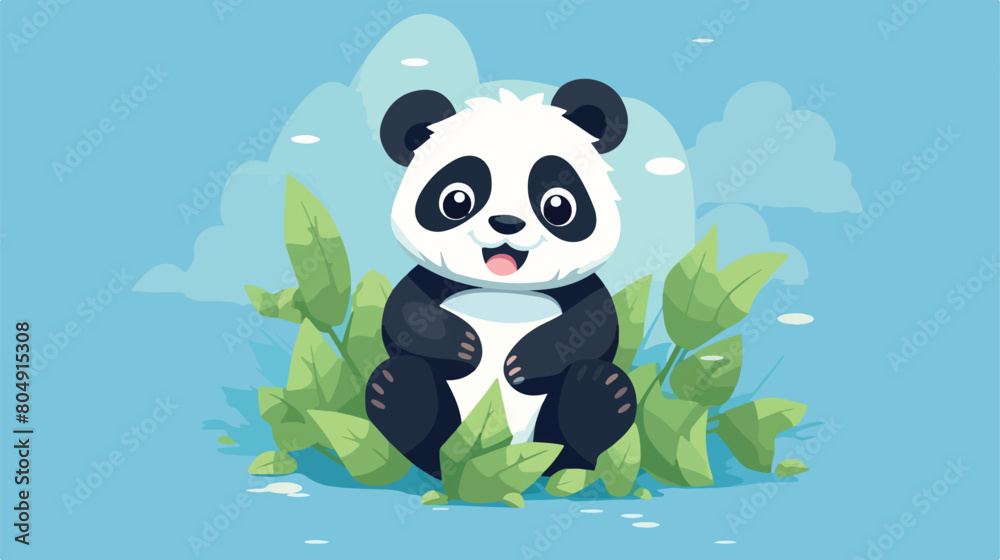 cute Panda tiny small wild animal Isolated on color
