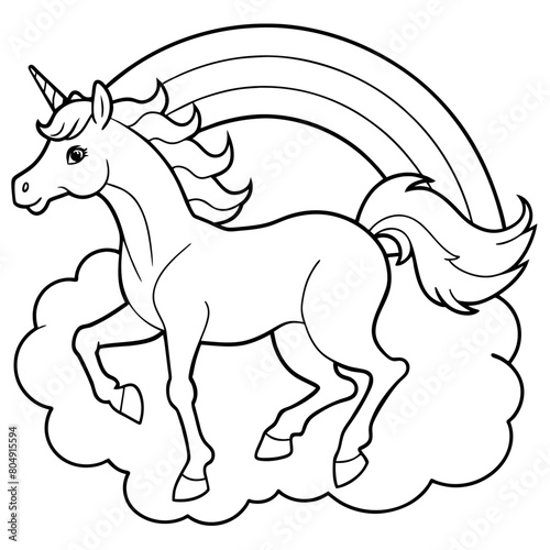 unicorn dash  coloring book page line art  outline  vector illustration  isolated white background  9 