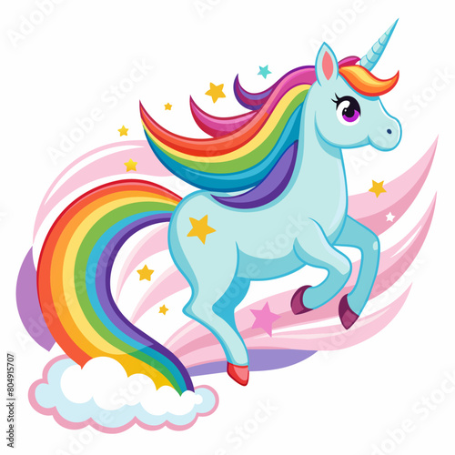 unicorn dash coloring book page line art, outline, vector illustration, isolated white background (44)