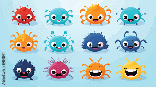 Cute spider animal emotions tiny spider with emoji 