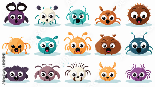 Cute spider animal emotions tiny spider with emoji 