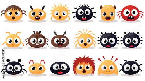 Cute spider animal emotions tiny spider with emoji 