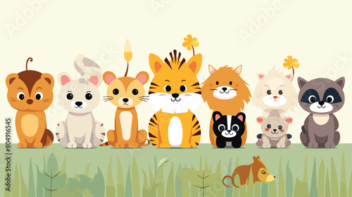 Fototapeta Naklejka Na Ścianę i Meble -  cute wild animals dog cat mouse hamster Safari jungl